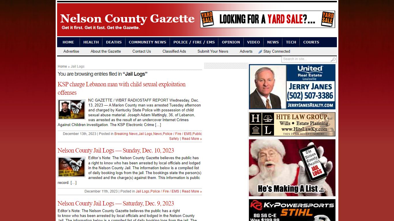 Jail Logs - Nelson County Gazette